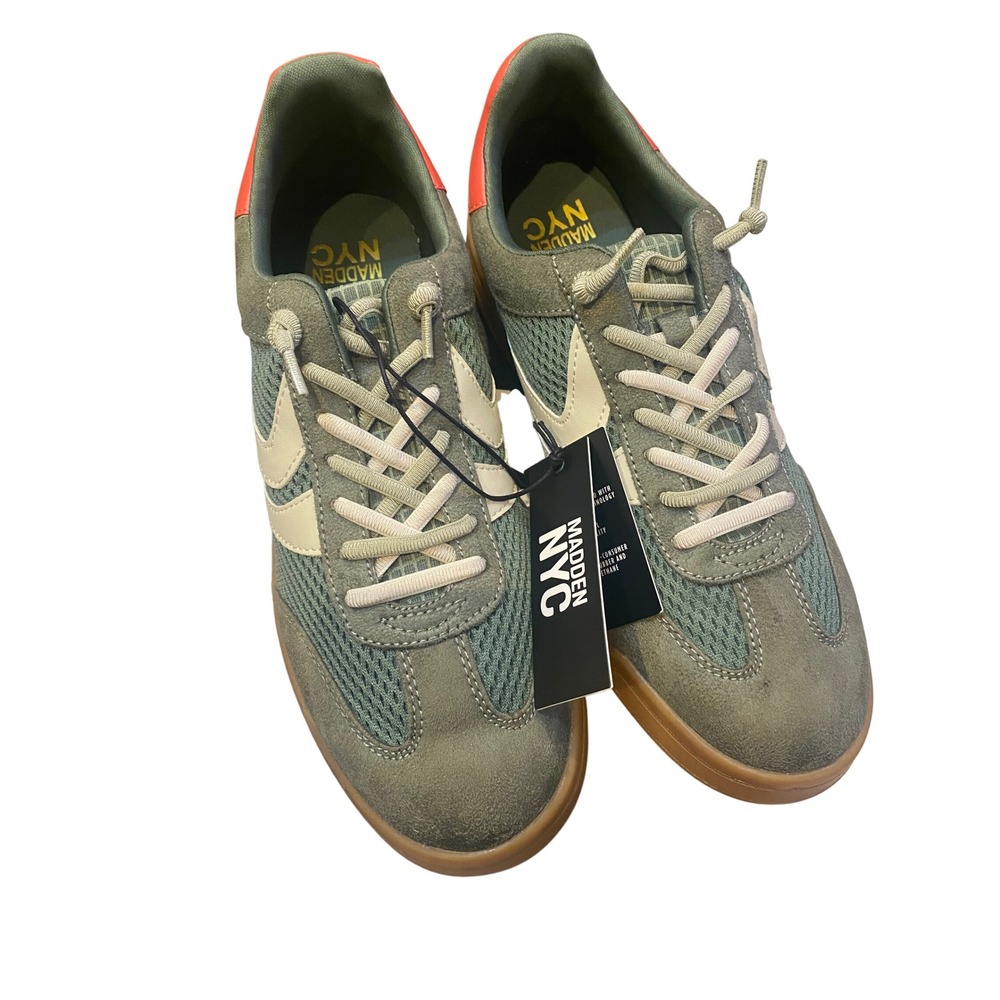 Madden NYC Women's Low Sneaker Green Mesh Faux Suede Gum Sole Size 11 678970342